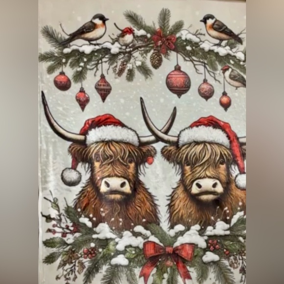 Festive Highland Cow Wall Hanging & Bed Cover